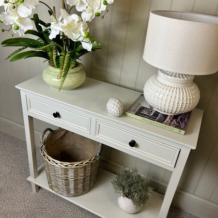 Belmont off white two drawer console table