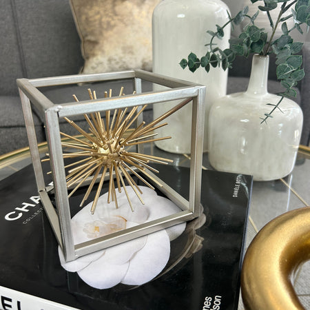 Small square two tone gold silver starburst decoration 13cm
