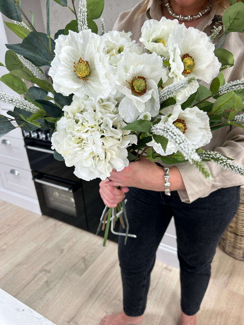Mixed white green bouquet arrangement