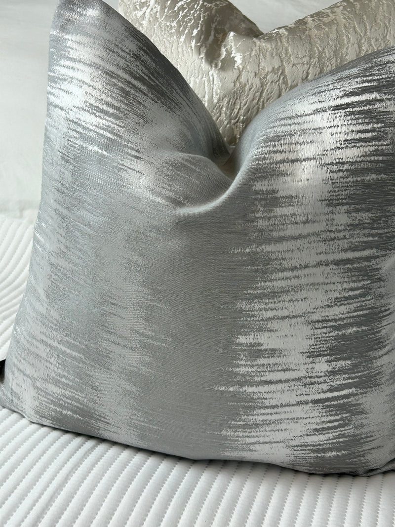 Equinox Natural grey Zig Zag Feather Filled Cushion 43cm x 43cm