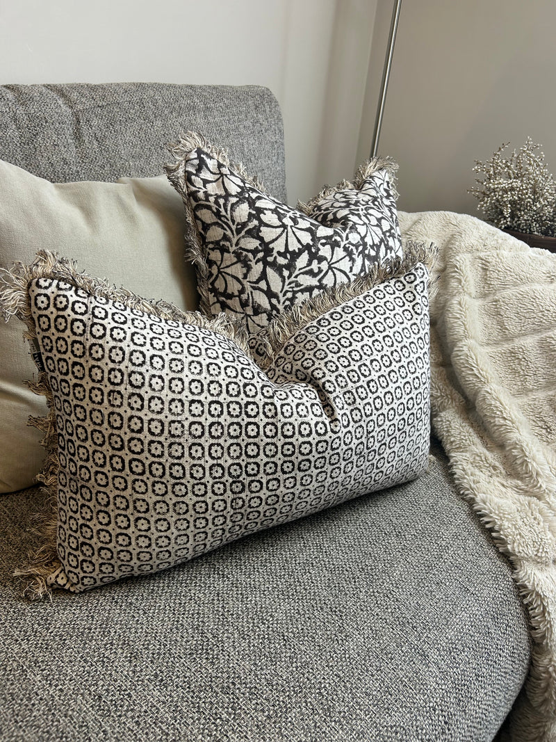 Mocha Brown beige printed oblong cushion feather inner 30x50
