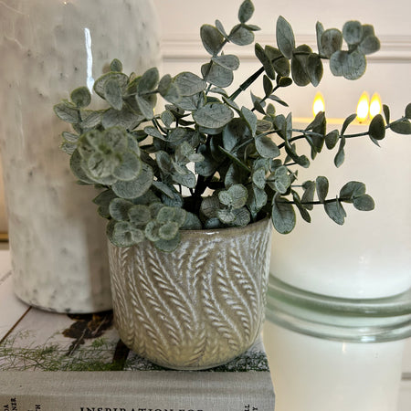 Natural Glazed leaf Pattern Terracotta Plant Pot