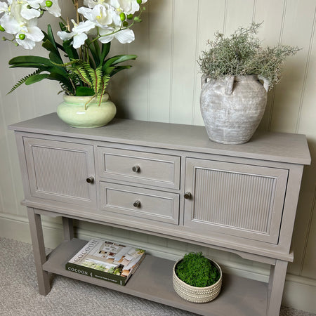 Taupe beige lindon sideboard console with slatted detail