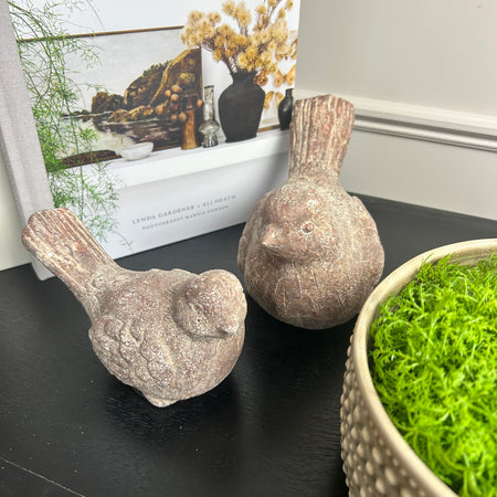 Pair of rustic stone look birds