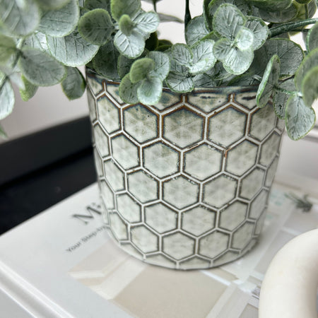 Honeycomb Neutral Two Tone Plant Pot