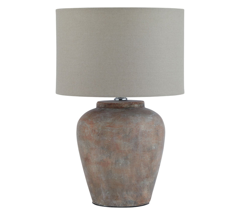 Siena rustic brown table lamp linen shade