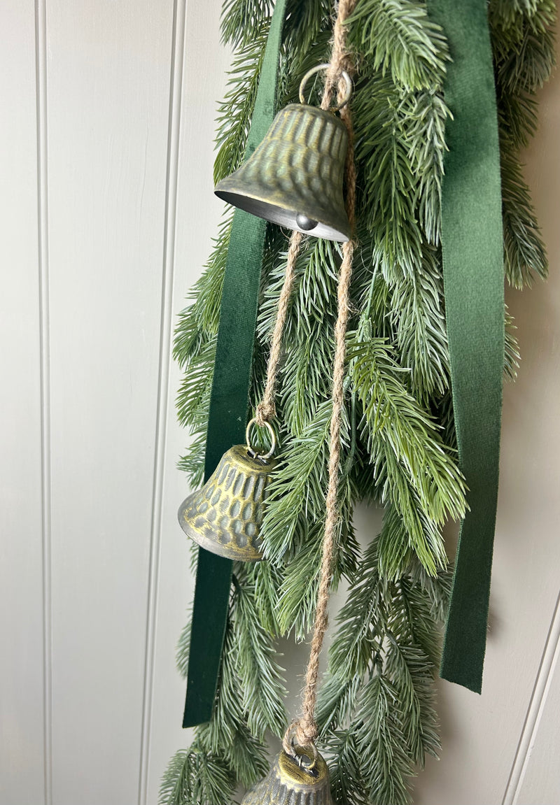 Set of 3 Fluted brass gold Metal Hanging Bells