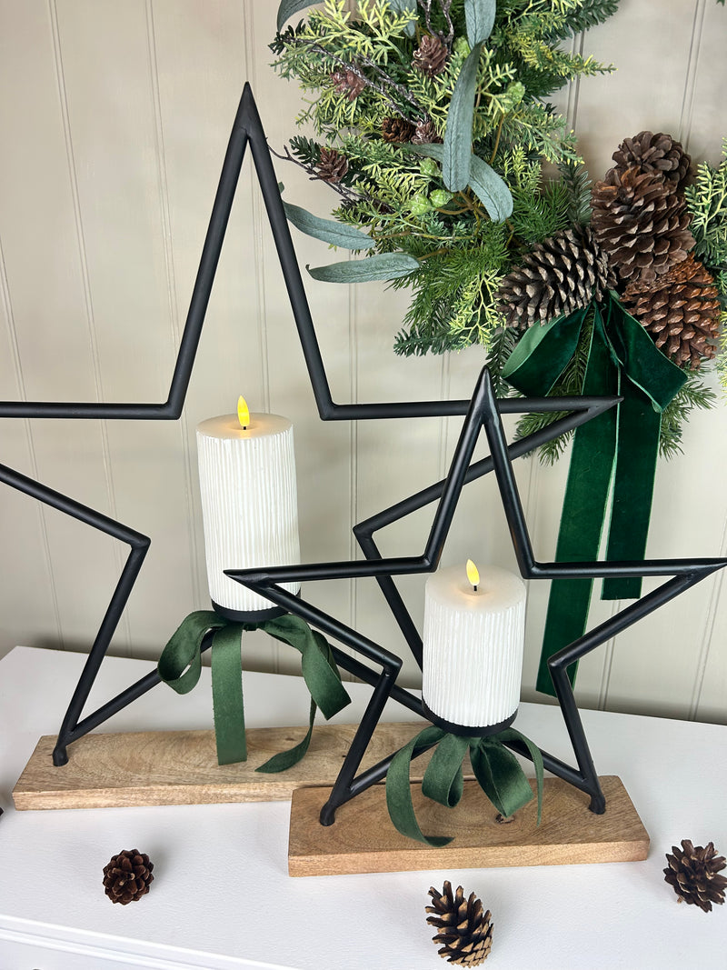 Extra Large Black Metal Star Tea Light candle Holder 2 Sizes