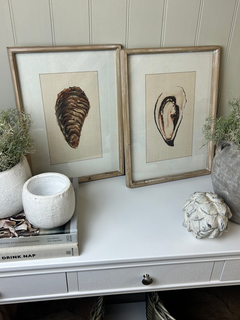 Oyster Shell Light Wood Framed Prints, 2 Styles