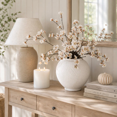 Cream Japanese silk cherry blossom 68cm
