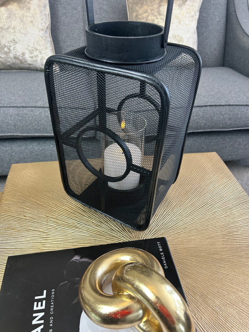 Black Geometric mesh Lantern Candle Holder