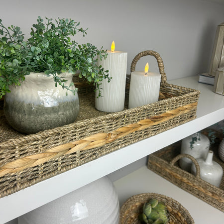 Two tone woven wicker grass tray 2 sizes