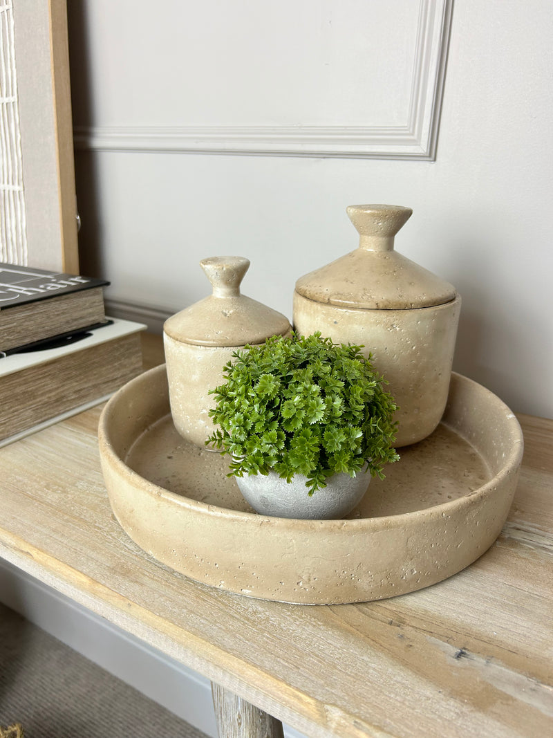 Clay rustic round tray 33cm