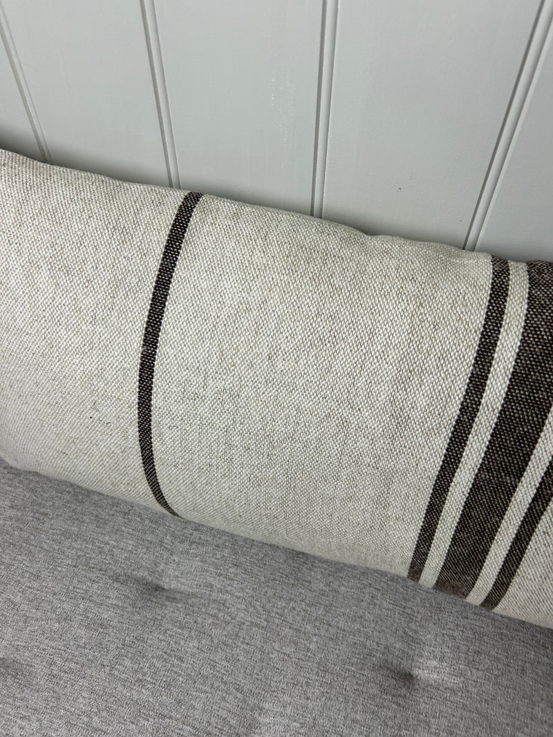 Long brown stripe linen cushion 30x80