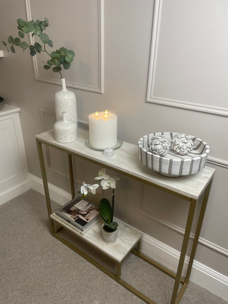 Brushed Matt gold console table with shelf