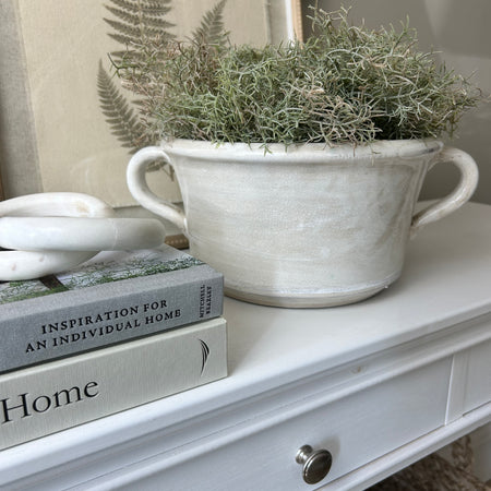 Off white ceramic rustic planter bowl