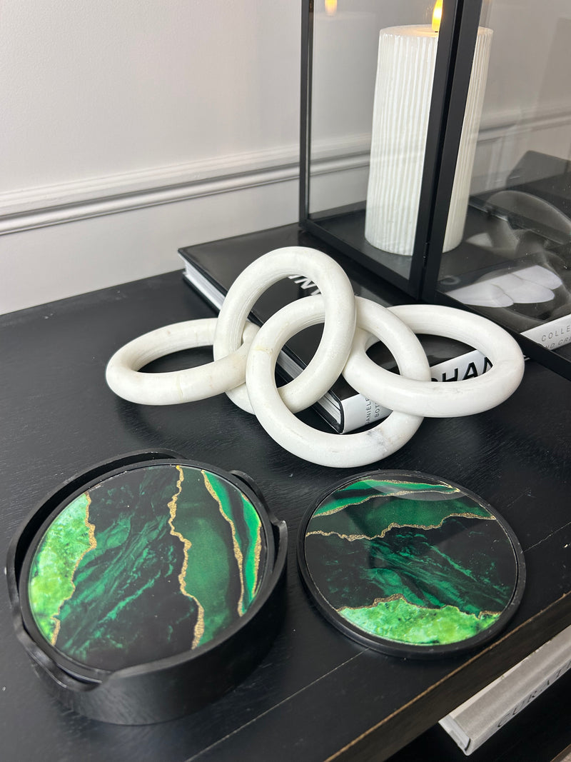 Green and black coasters