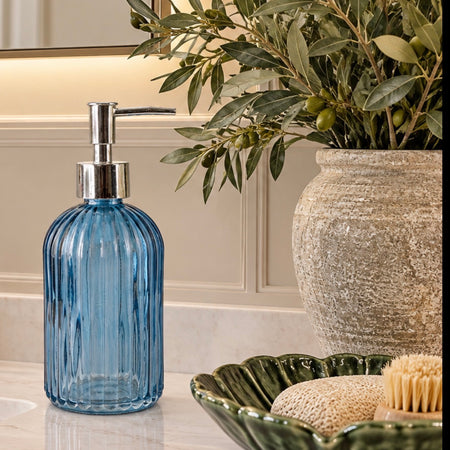 Power blue glass soap dispenser