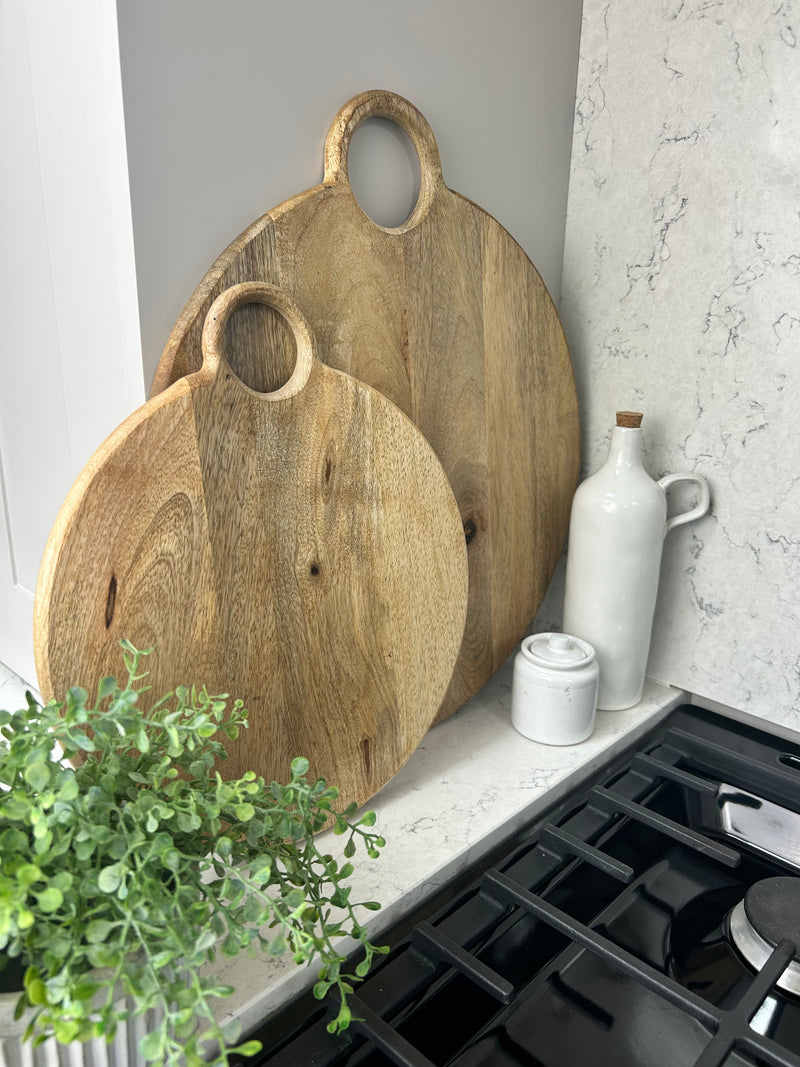 Round handle wooden chopping board mango wood