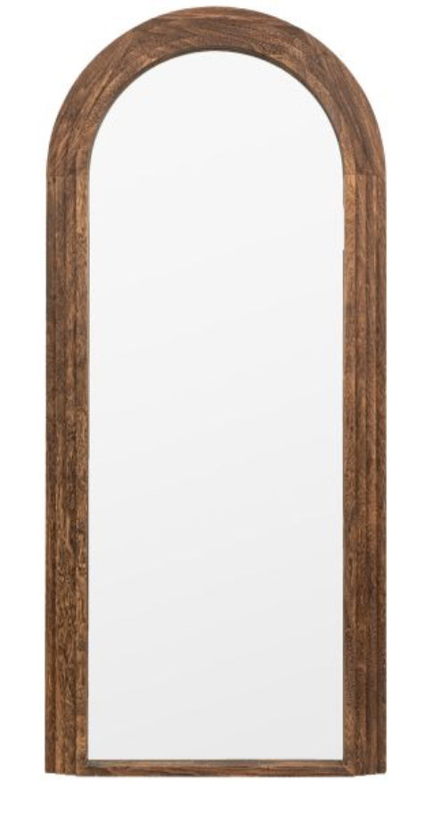 Dark wood stain arched floor length mirror two sizes