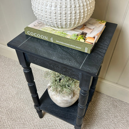 Charcoal black shaped leg square side table