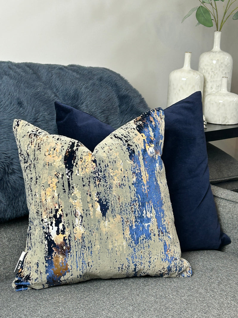 Torcello Navy bronze taupe Gold Feather Cushion 43x43cm