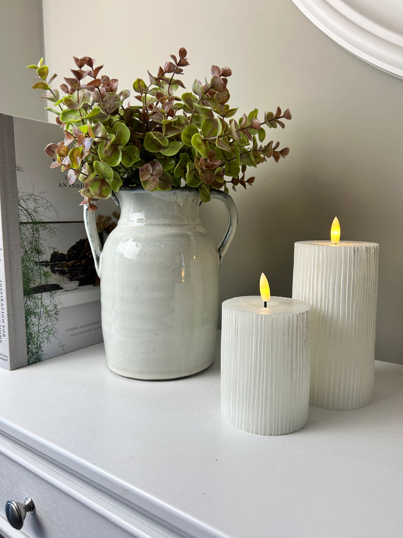 Glazed double handle urn tall vase