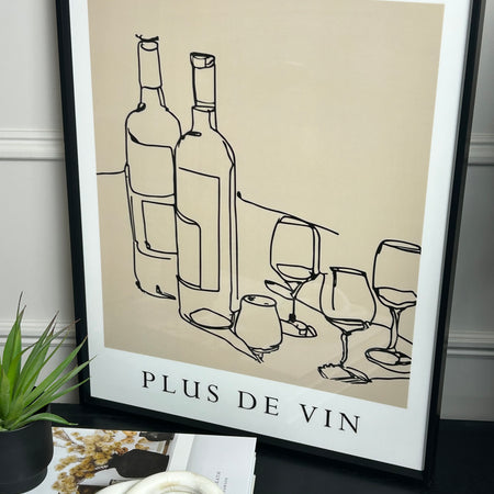 ‘Plus De Vin’ Black wine Frame Print