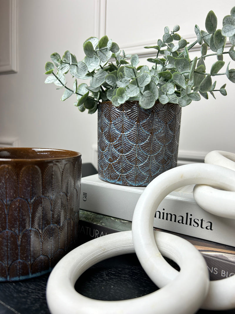 Blue brown Patterned plant pot