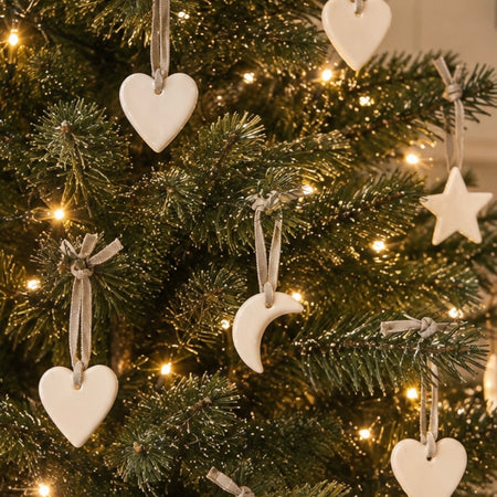 Set of 12 mini heart moon star hanging decs