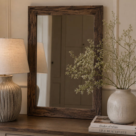 Dark wood look mirror 49x59cm