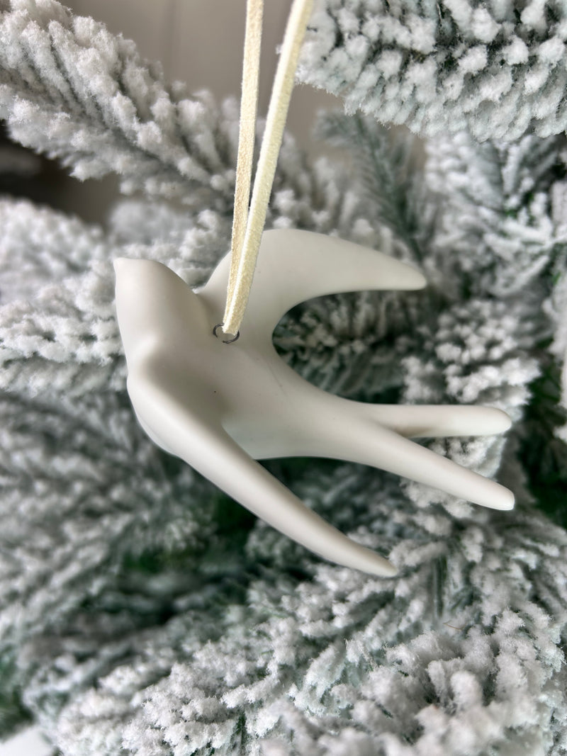 Matt White Swallow Hanging bird Decoration