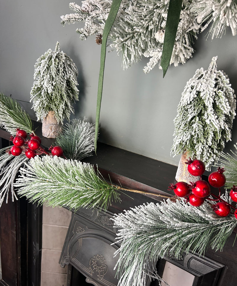 Large thick Red Berry Frosted Garland