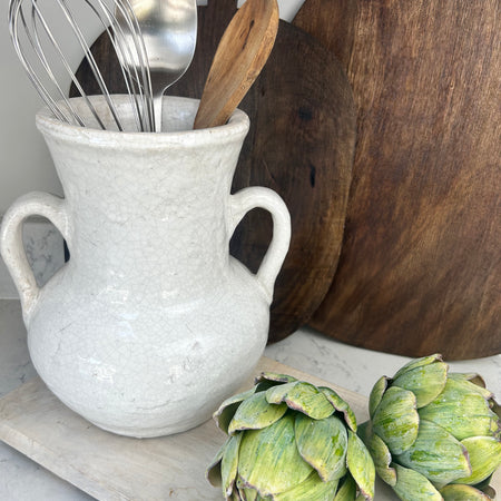 Ravello two handle crackle glaze vase