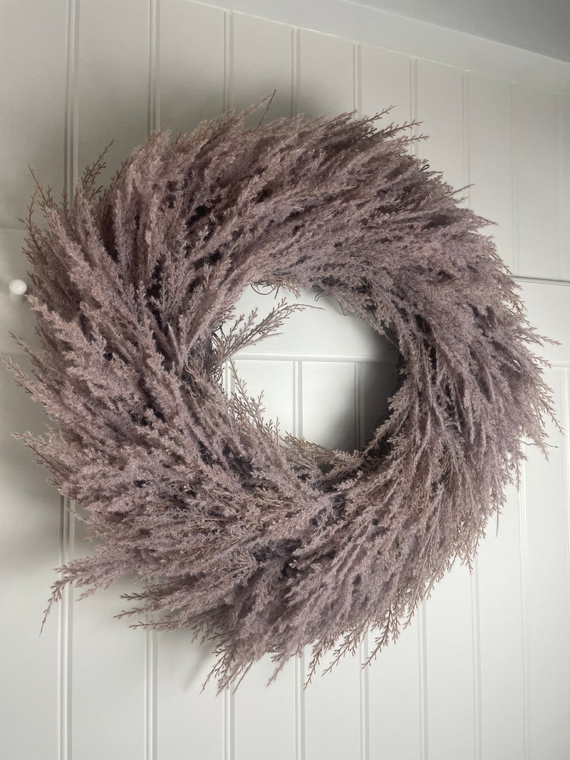 Flocked pampas wreath 55cm