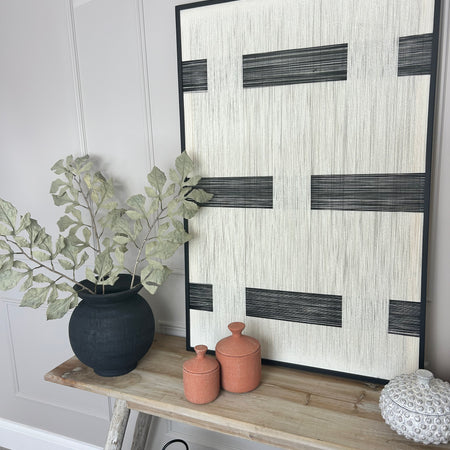 Wooden framed monochrome string wall art picture 120x80