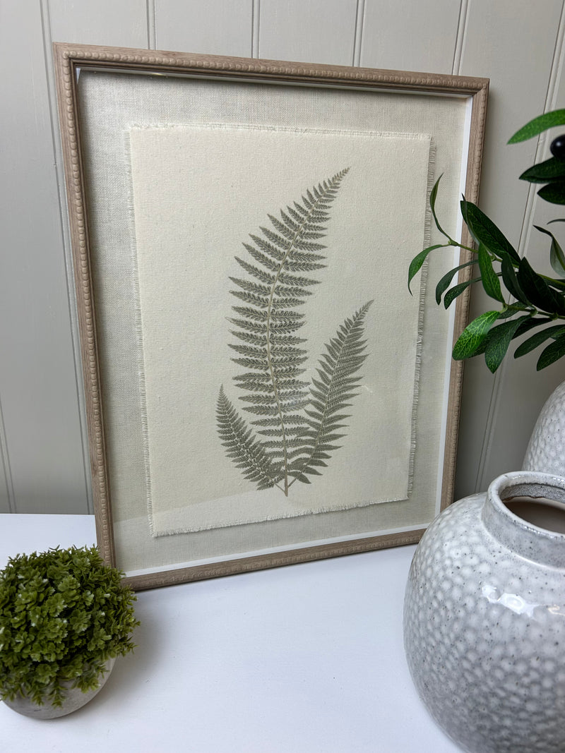 Beaded wood frame fern botanical prints 2 styles