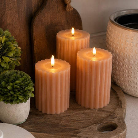 Soft terracotta Pink LED Candle 12.5cm