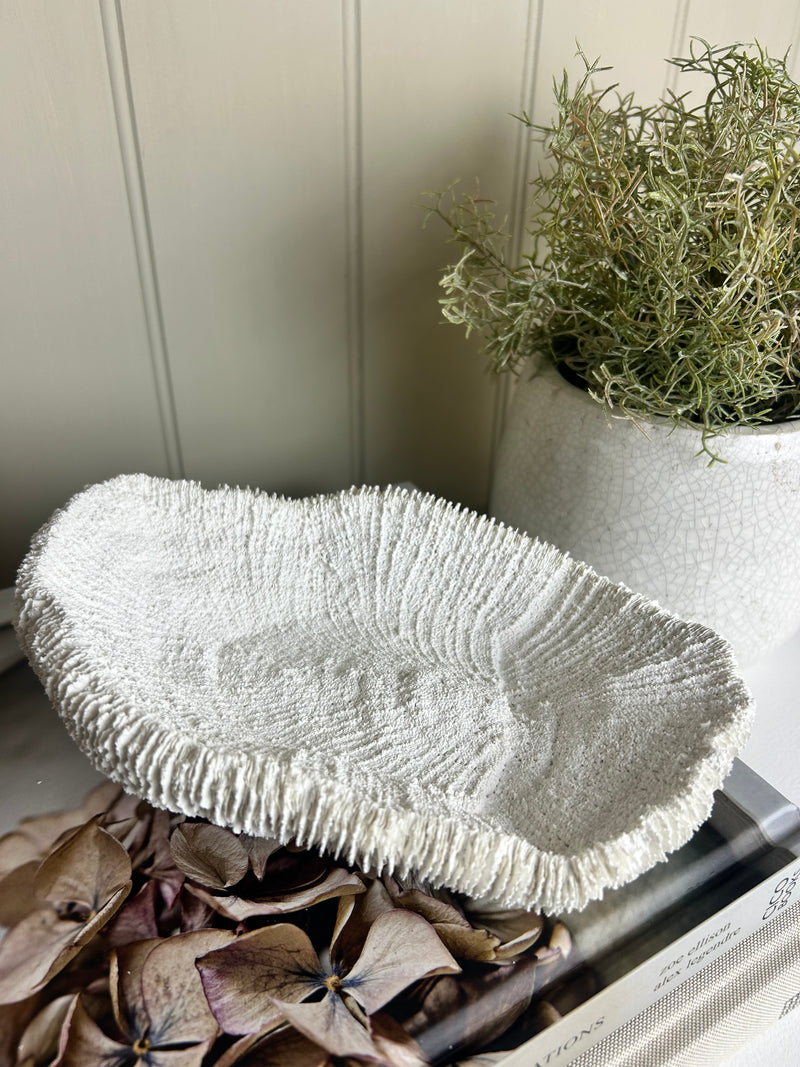 White Textured Coral Shell Dish 20cm