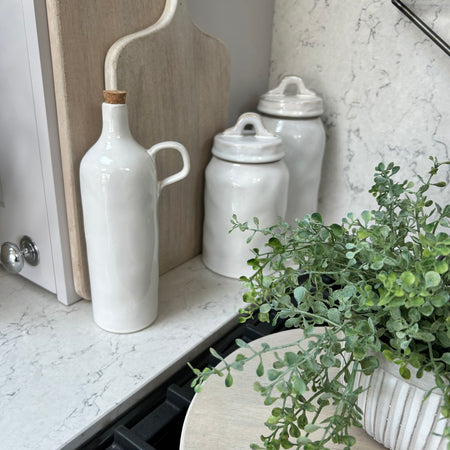 Ceramic white oil bottle