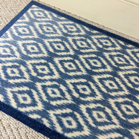 Blue abstract geo board washable rug door mat 50x75