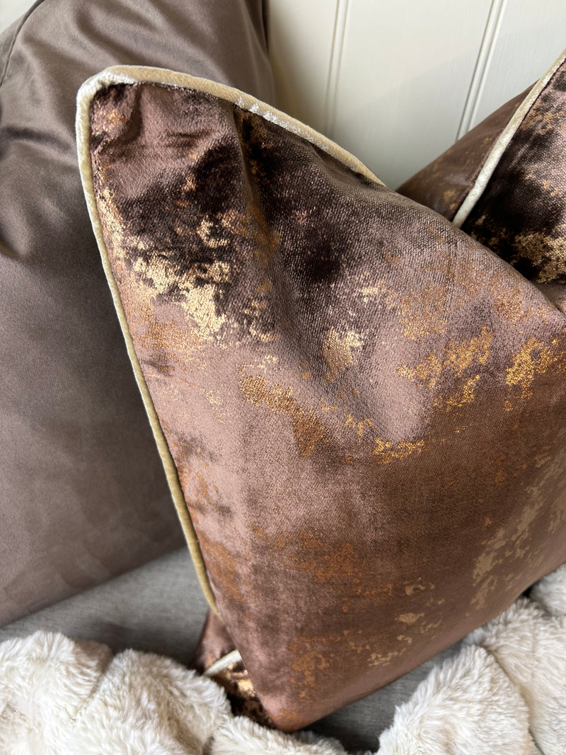 Paul Moneypenny Chocolate brown bronze Feather Filled 43cm luxury Cushion