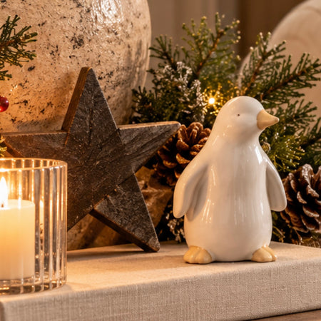 White ceramic penguin 11cm