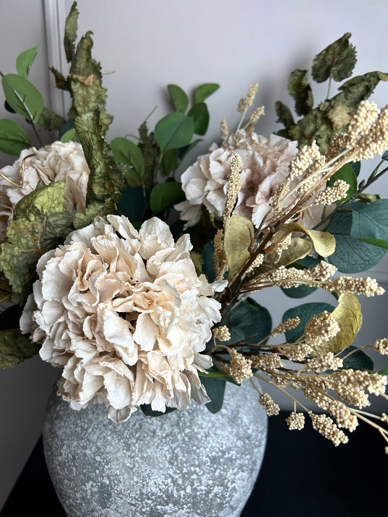 Oyster blush Ruffled Hydrangea Stem
