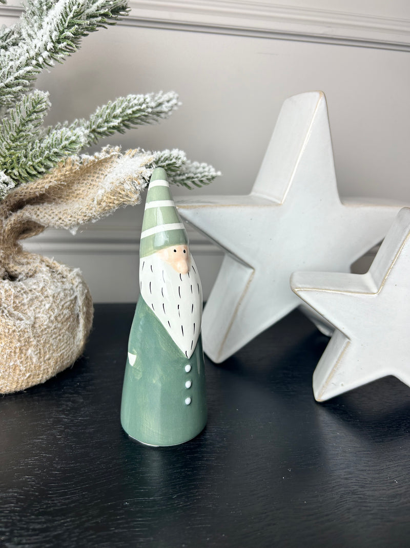 Green and white ceramic tall gonk, 2 Sizes