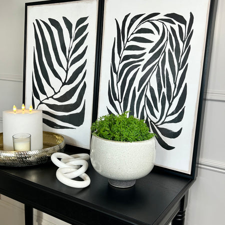 Set of two modern black and white leaf prints