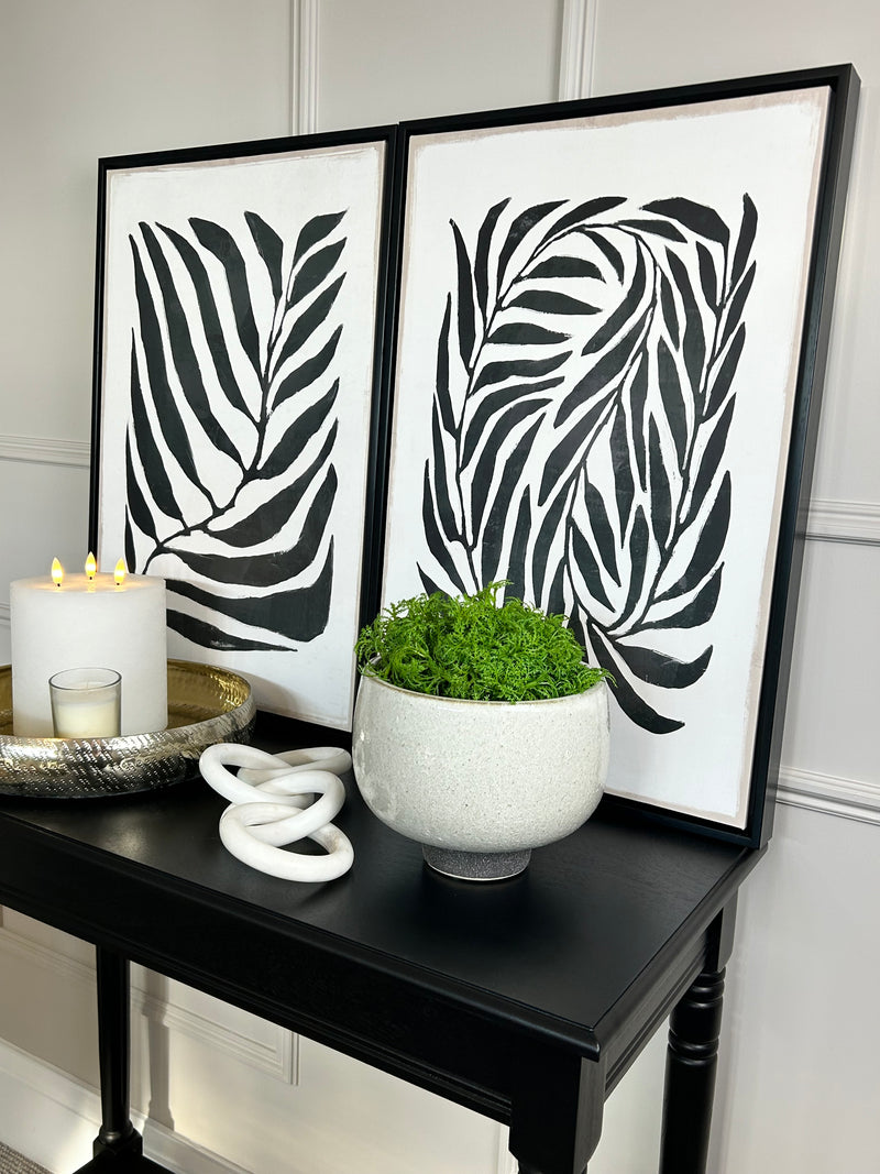 Set of two modern black and white leaf prints