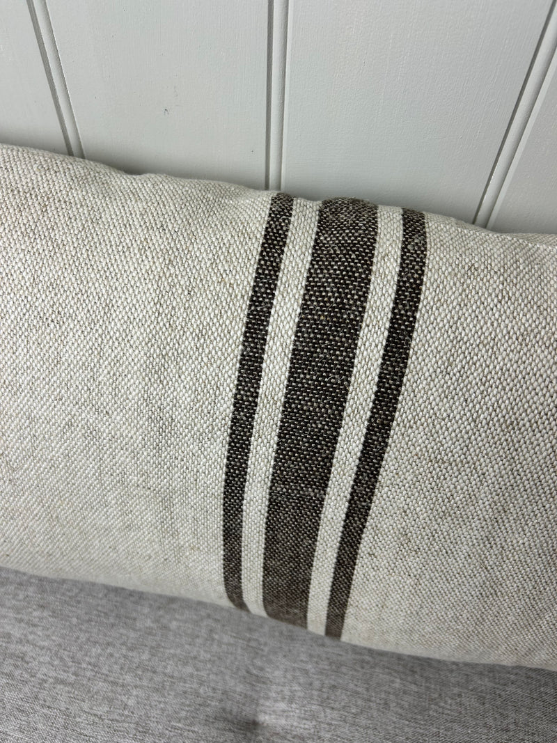 Long brown stripe linen cushion 30x80