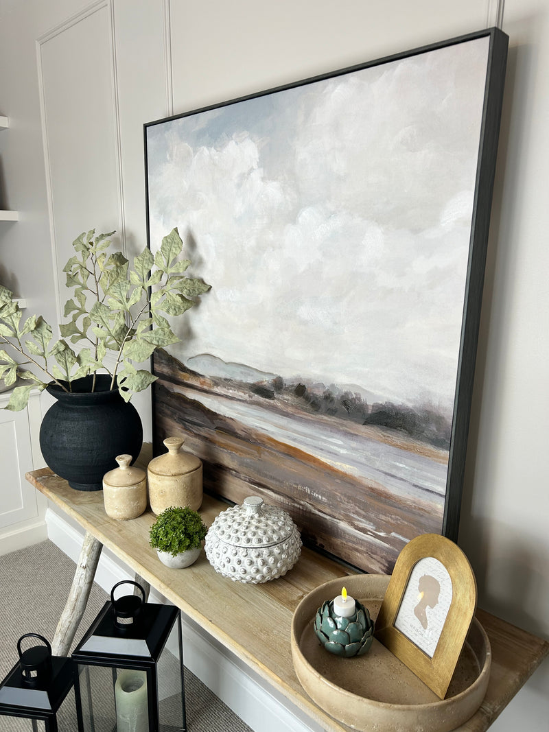 Misty landscape framed canvas 102cm