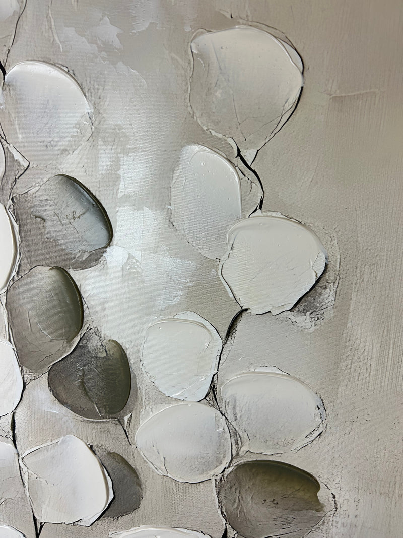 Mistora leaf eucalyptus stem floral hand painted picture framed art 80x80